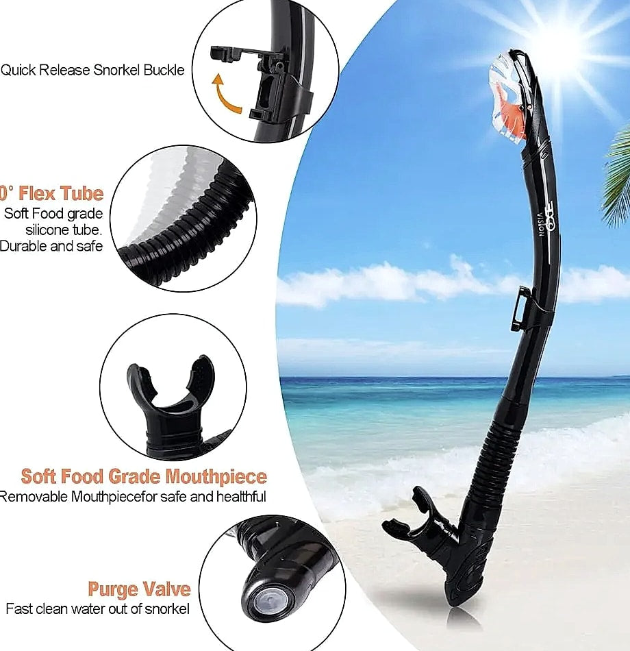 Adult Snorkeling Gear Set with 3-Window Panoramic Mask