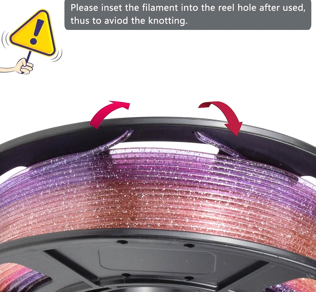 Premium PETG Filament 1.75mm - Transparent Glitter, 4 Spools, Long-Lasting