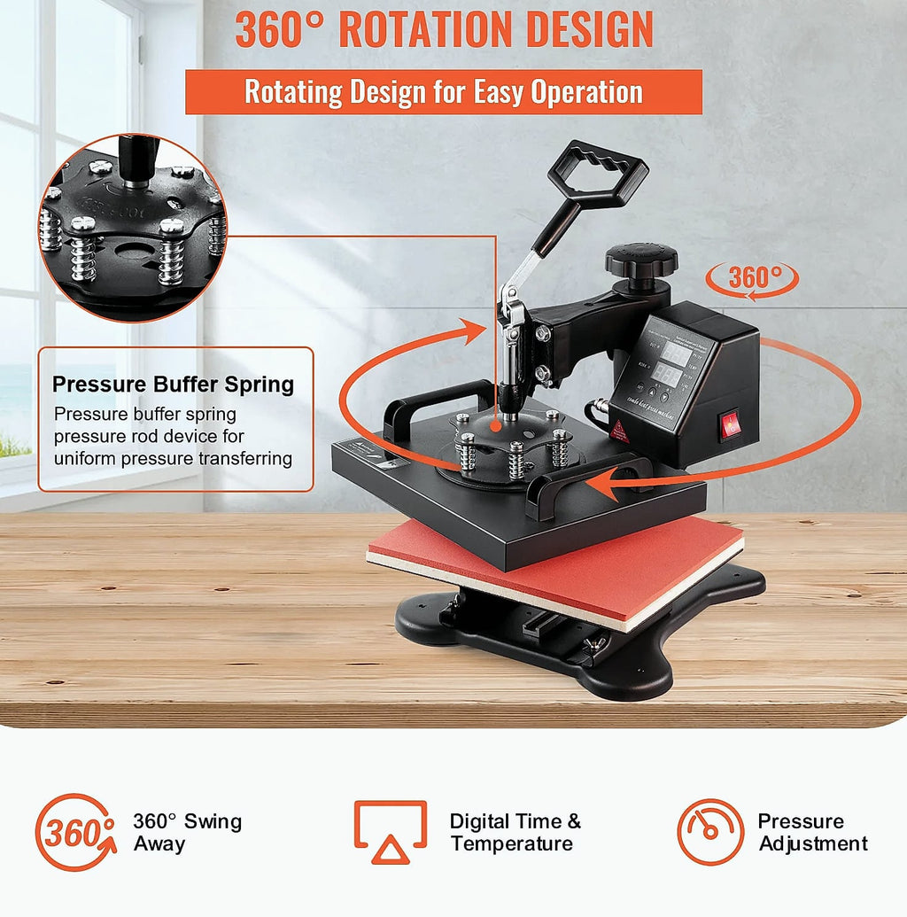 SucceBuy 12x10 Heat Press Machine 650W Swing Away Transfer