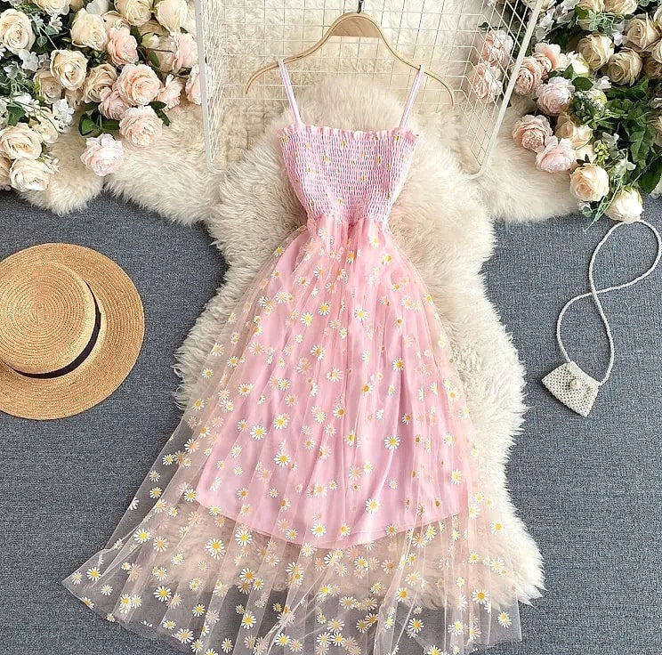 YUOOMUOO Women's Floral Print Mesh Party Dress