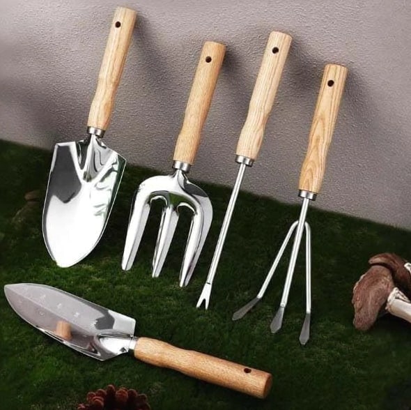 Garden Tool Set- 5PCS Stainless Steel Gardening Tool Sets Home Shovel Planting