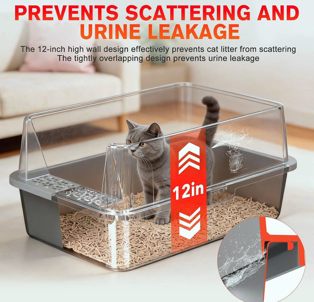 KITCATY Stainless Steel Litter Box 2-Pack XL for Large Cats
