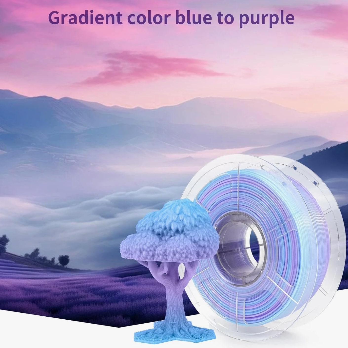 PETG Filament 1.75Mm, Translucent Dual Color Gradient Blue to Purple, High-Speed