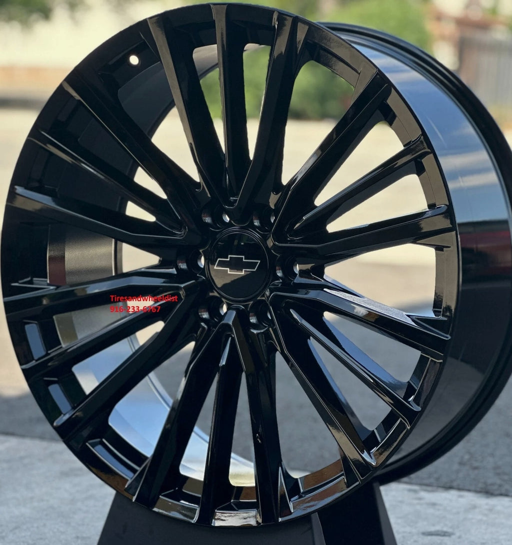 26'' inch Escalade Wheels fit Silverado Yukon Tahoe Gloss Black with Tires New