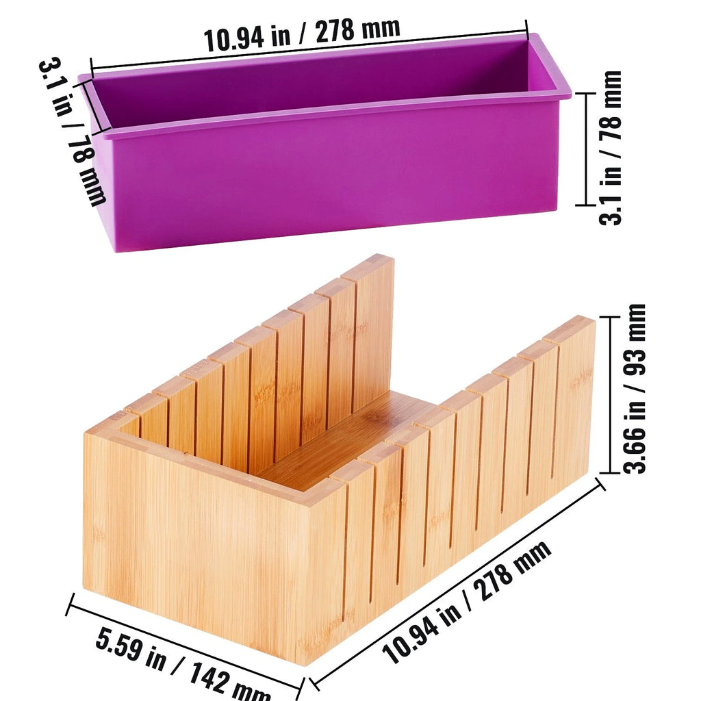 Soap Making Kit with Bamboo Cutting Box, Silicone Mold, Stainless Steel Cutters