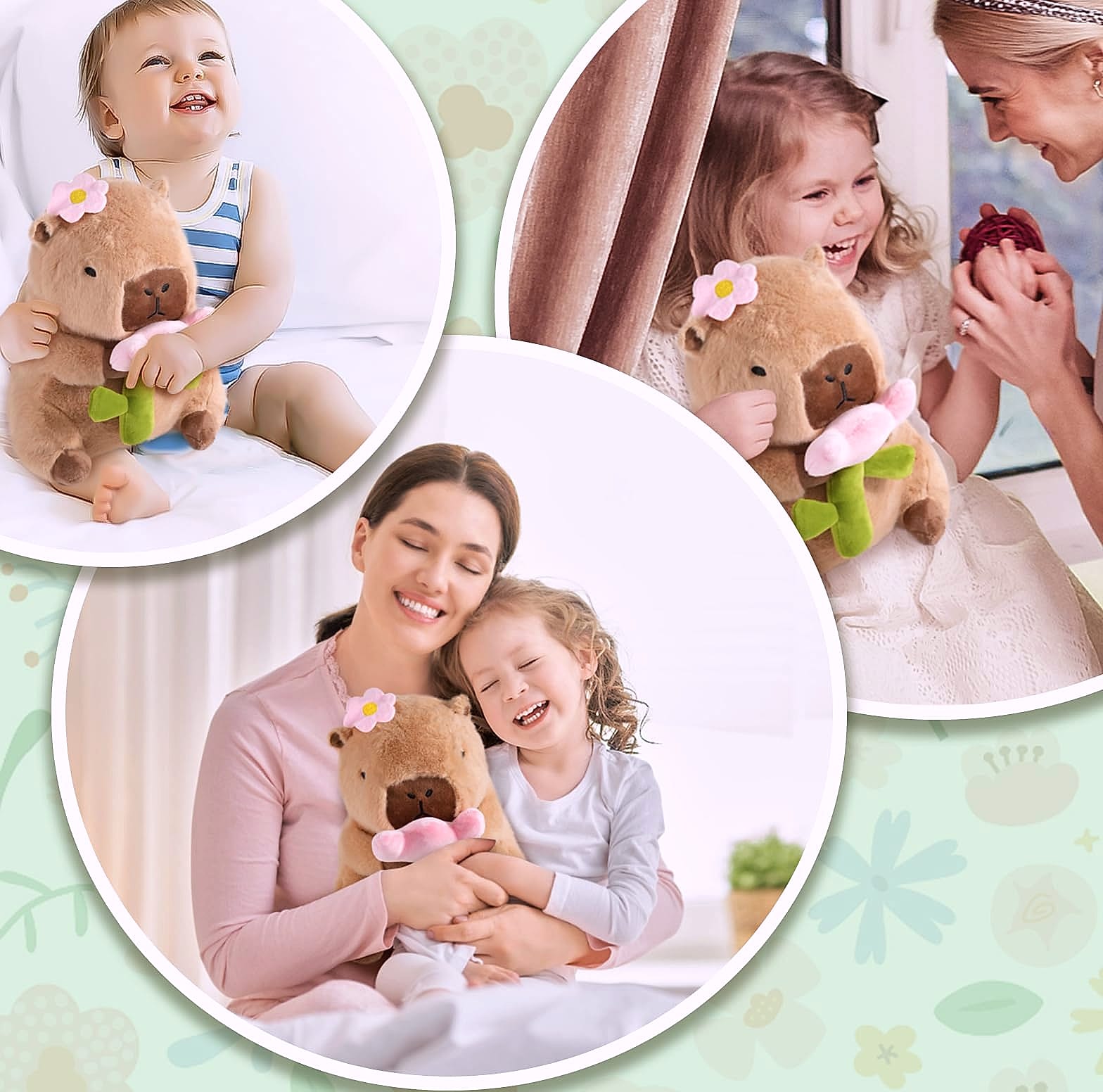 CHDBLOCK Flower Capybara Plush Toy, 11 Inch Soft Stuffed Animal