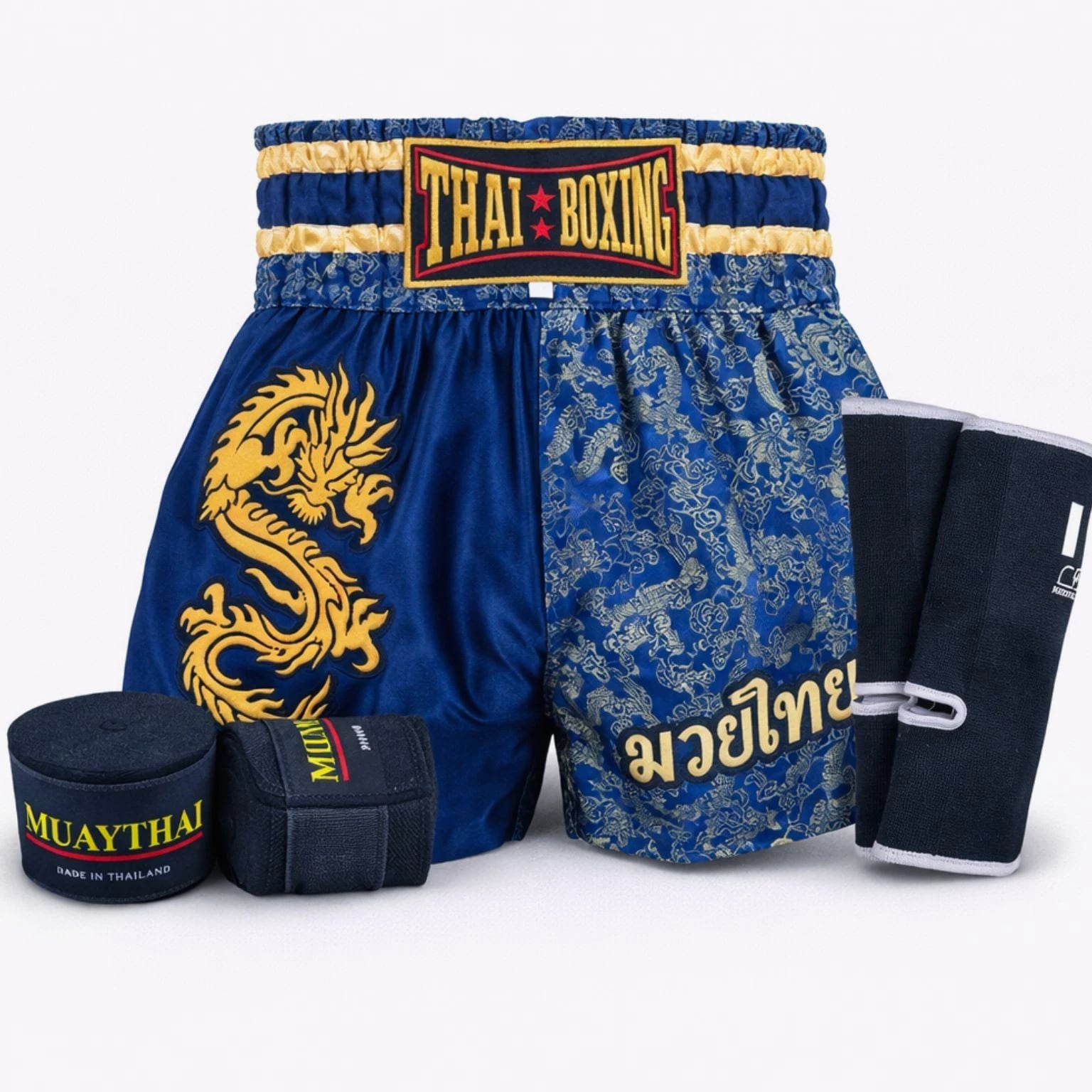 Muay Thai Fight Boxing Shorts Dragon Grappling Starter Kit Set Fitness Gym Gear