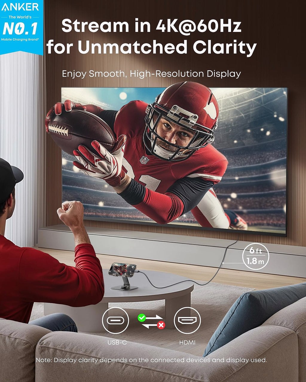 Anker USB-C to HDMI Cable 4K@60Hz 6FT Braided