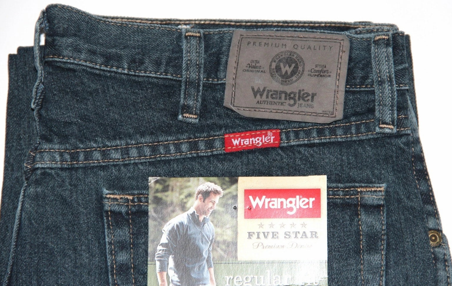 New Wrangler Five Star Regular Fit Jeans Men’s Sizes Five Colors 100% Cotton