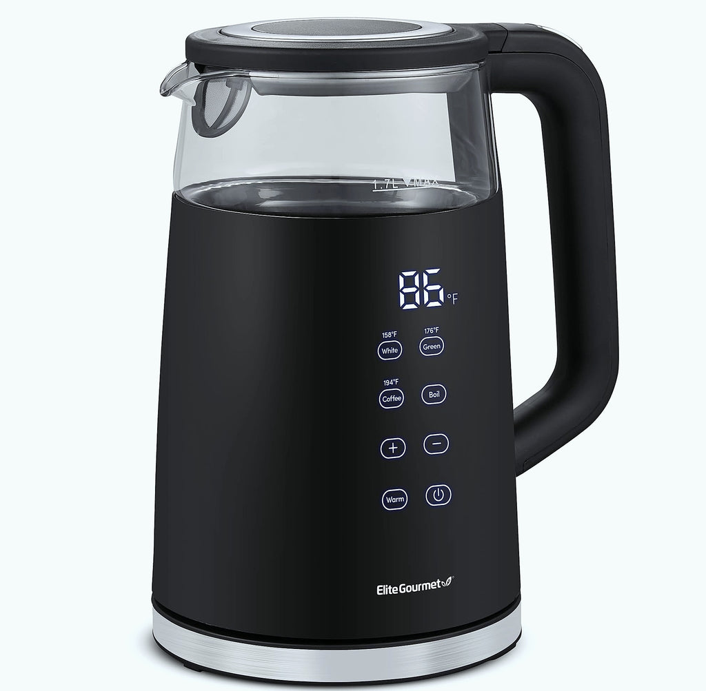 Elite Gourmet 1.7L Electric Tea Kettle with Digital Touchscreen