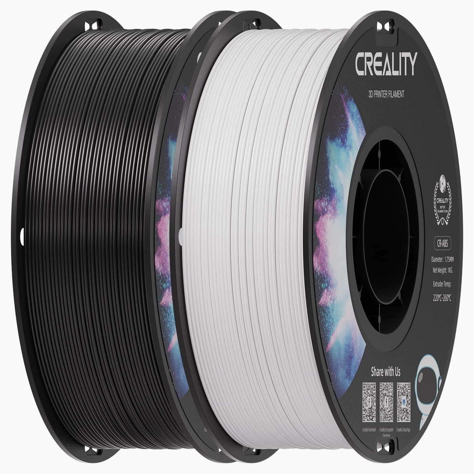 2 kg Black & White ABS Filament 1.75mm, 3D Printer Material Bundle, Excellent...