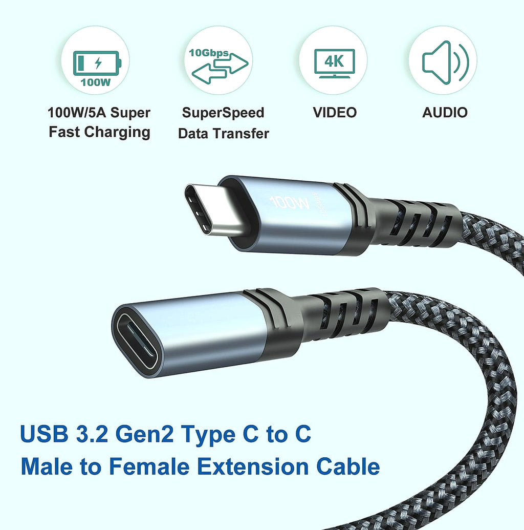 OKRAY USB-C Extension Cable 3.3ft, 100W Fast Charging