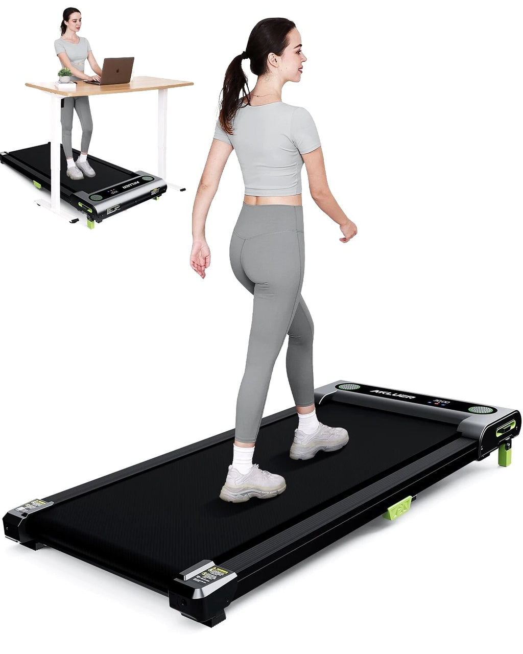 Akluer Walking Pad Under Desk Treadmill Quiet 300 LBS Capacity & Remote