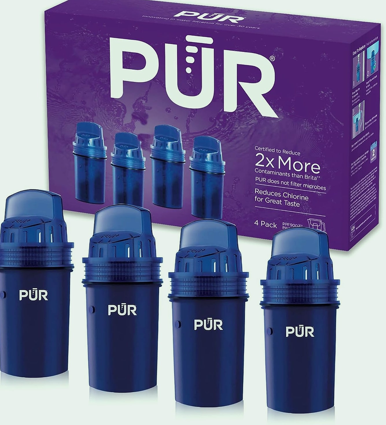 PUR PPF900Z4 Water Pitcher Filter Replacement 4-Pack