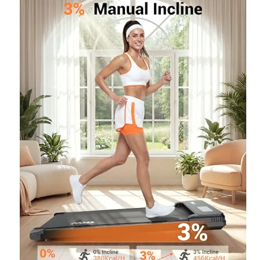 WalkingPad Under Desk Treadmill with Incline for Home Office