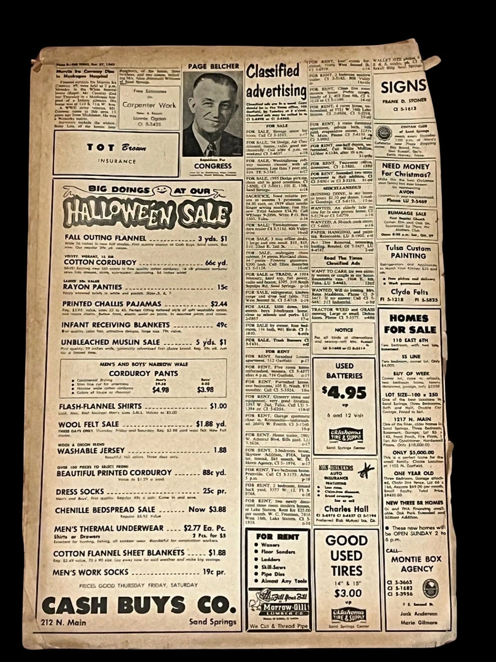 Vintage Newspaper The Times Sand Springs OK Antique Advertisements 1960