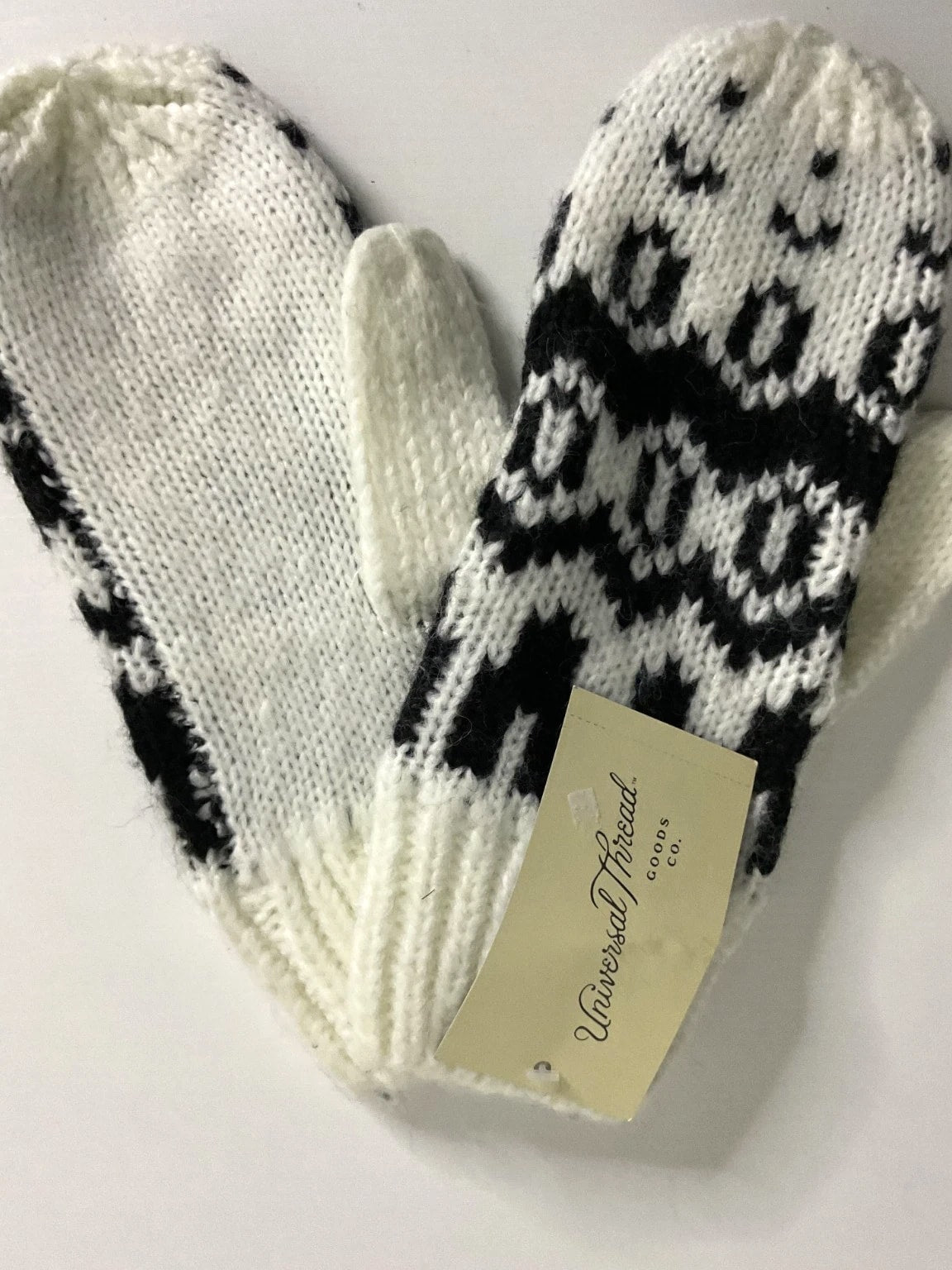 Universal Thread Women's Knit Mittens Winter Gloves and Black Scarf