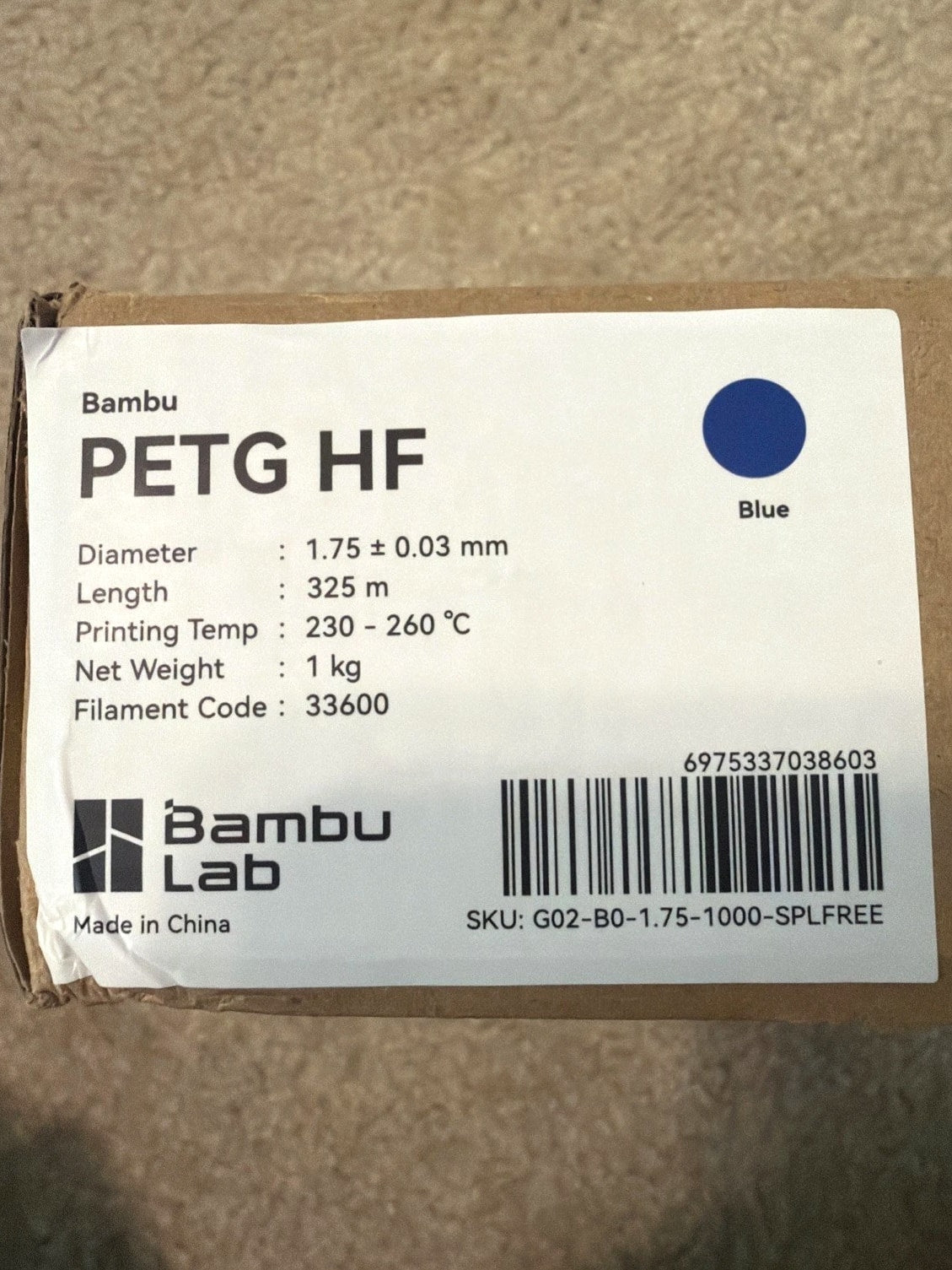 Bambu Lab PETG HF Blue - Refill Cartridge