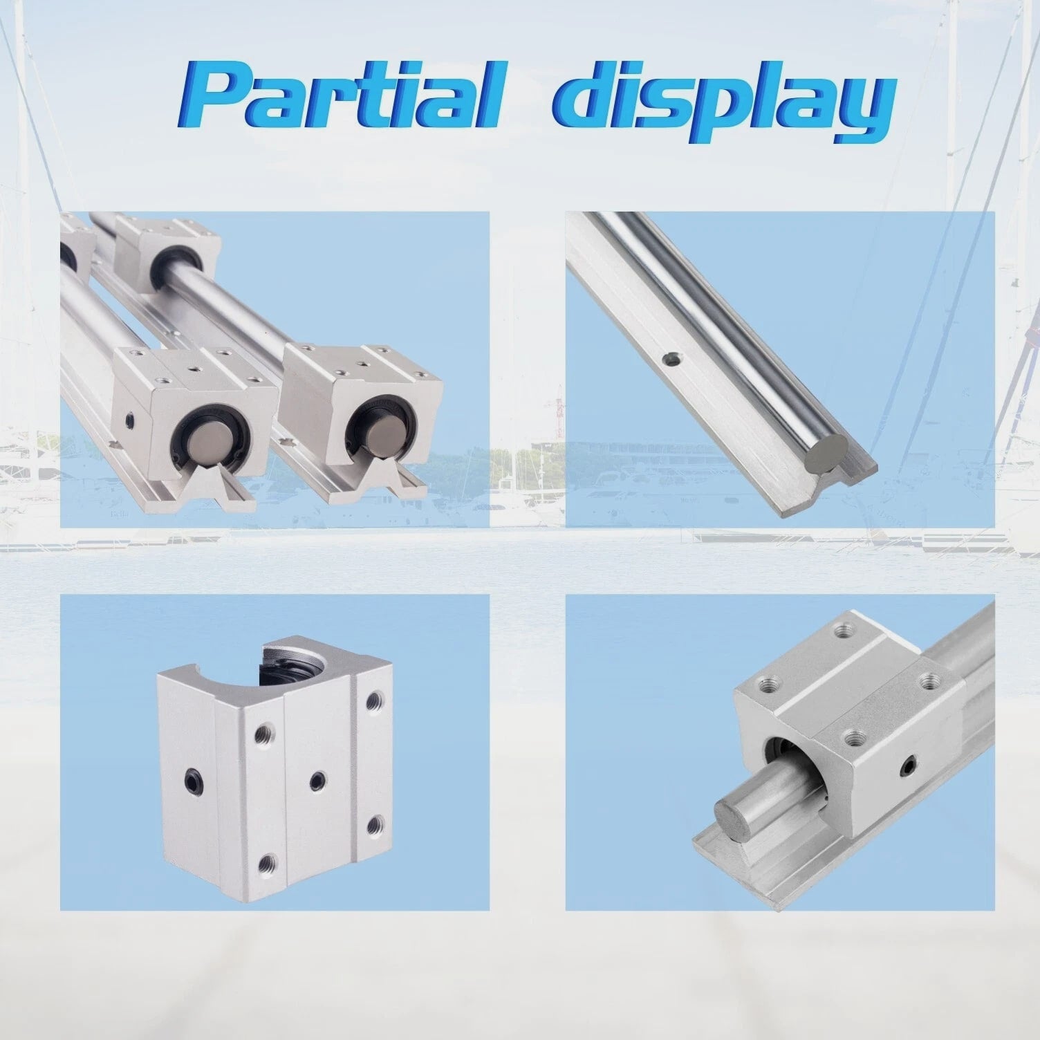 2Pcs SBR12/16/20 Linear Rail Shaft 300mm~1500mm+4 Pcs SBR12/16/20 Bearing Block