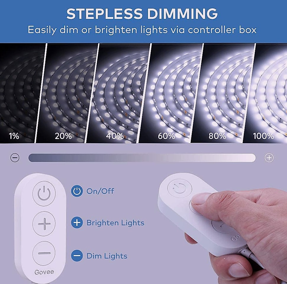 Govee 16.4ft LED Strip Lights, Dimmable 6500K Daylight White