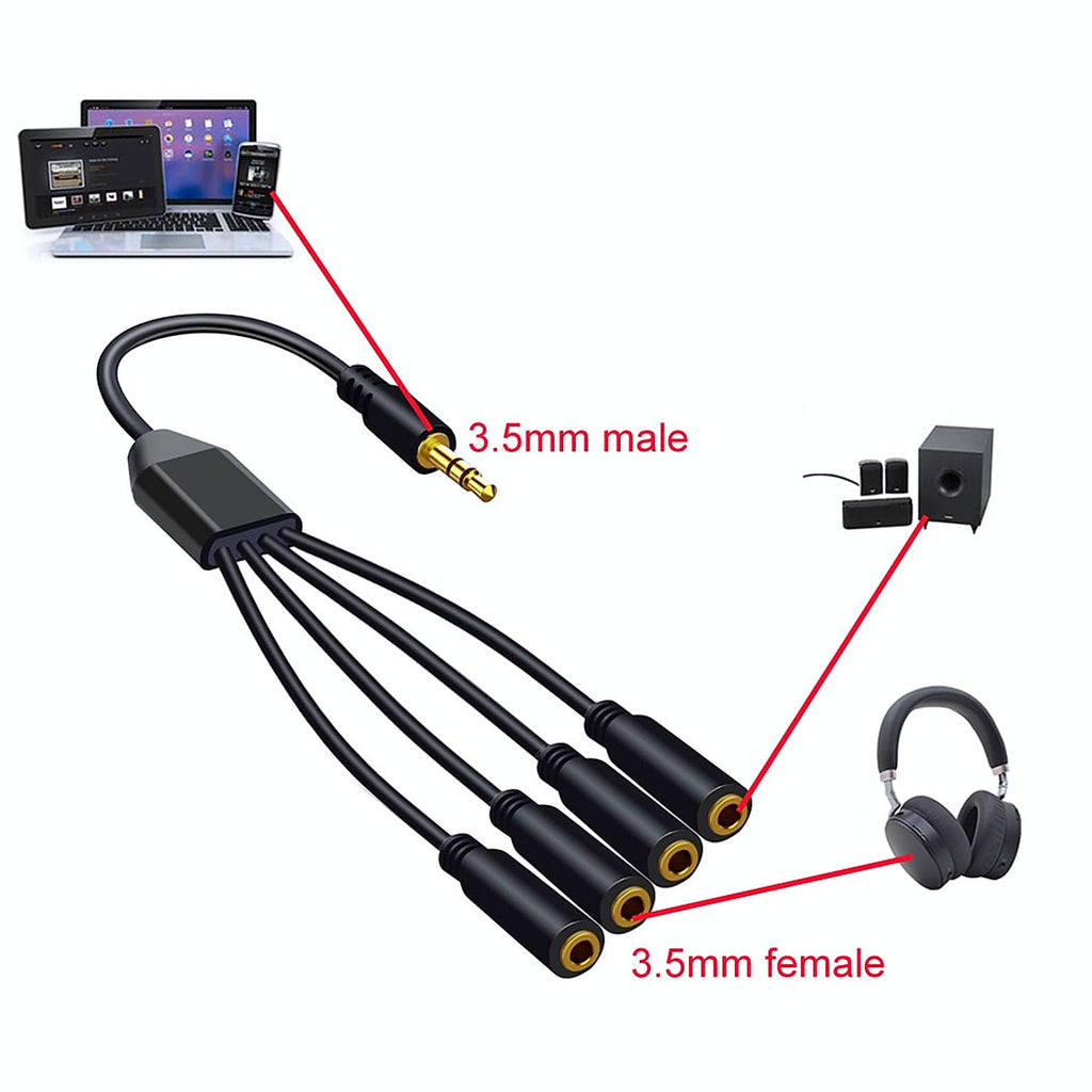Qsvbeeqj 3.5mm AUX Splitter Cable 1 in 3/4/5/6 Out