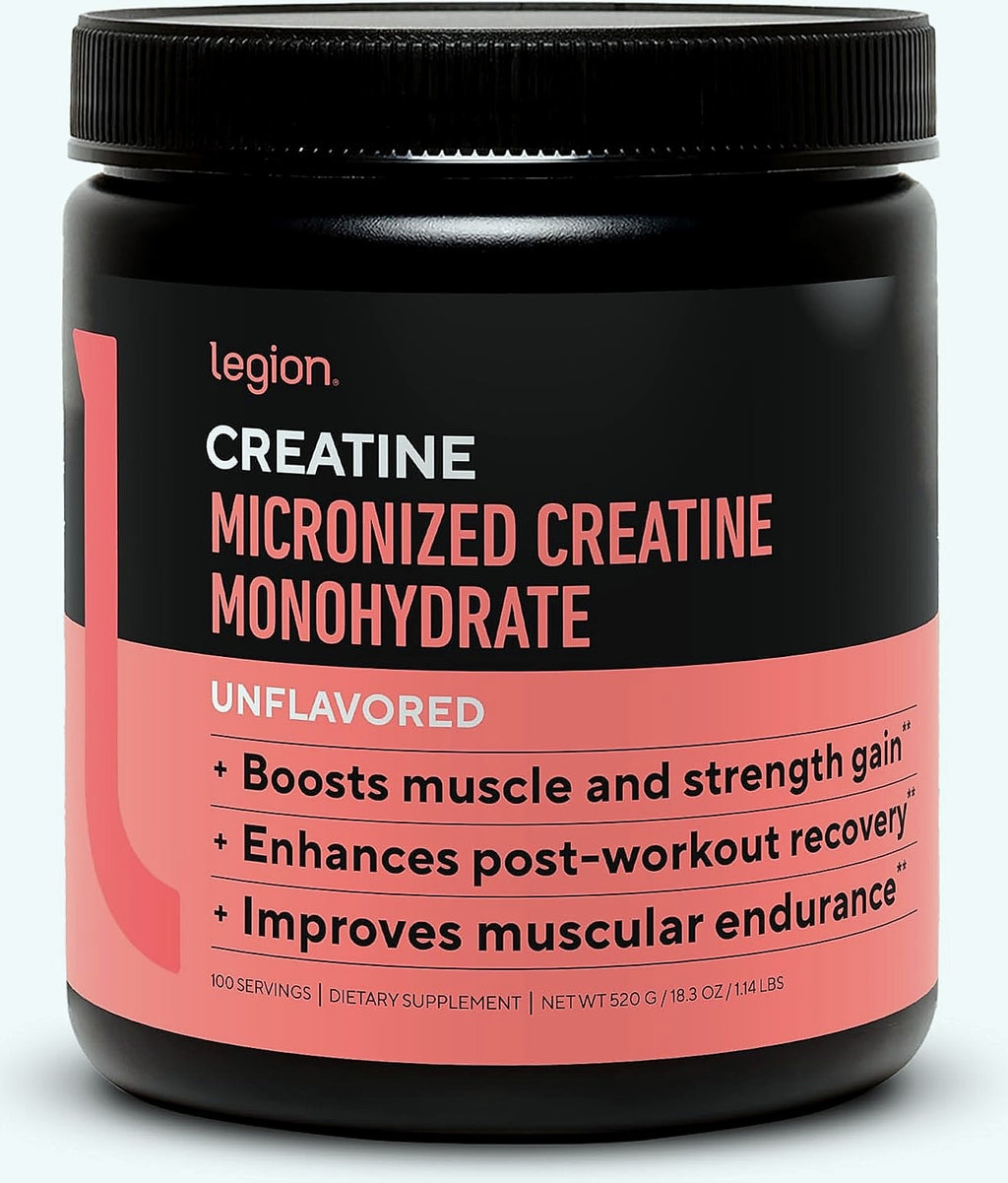 LEGION Micronized Creatine Monohydrate Powder, 100 Servings
