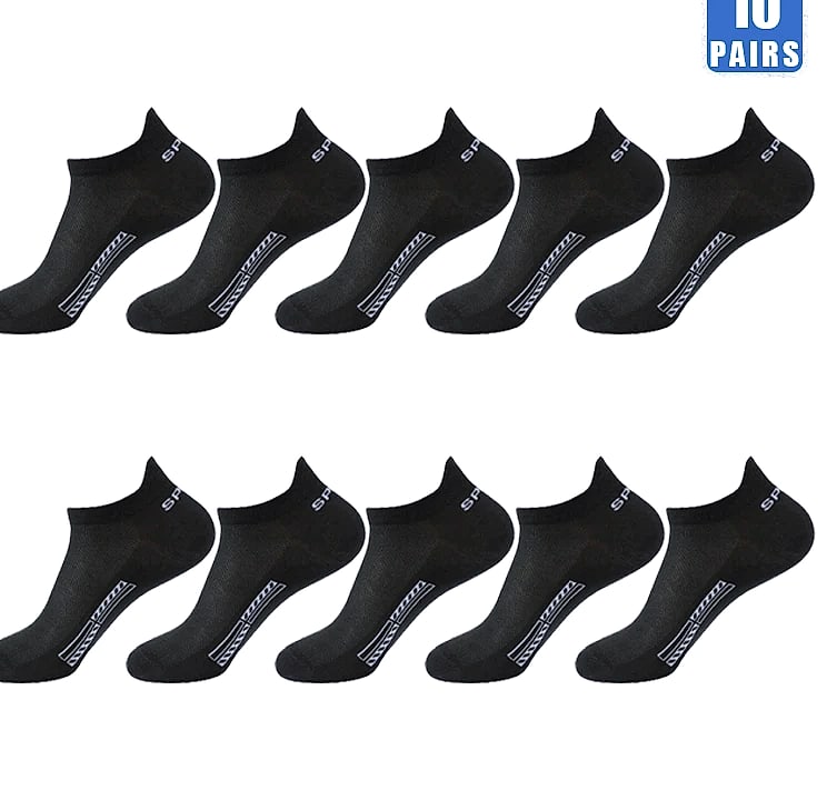 Men's Breathable Mesh Cotton Socks 10 Pairs Short Tube