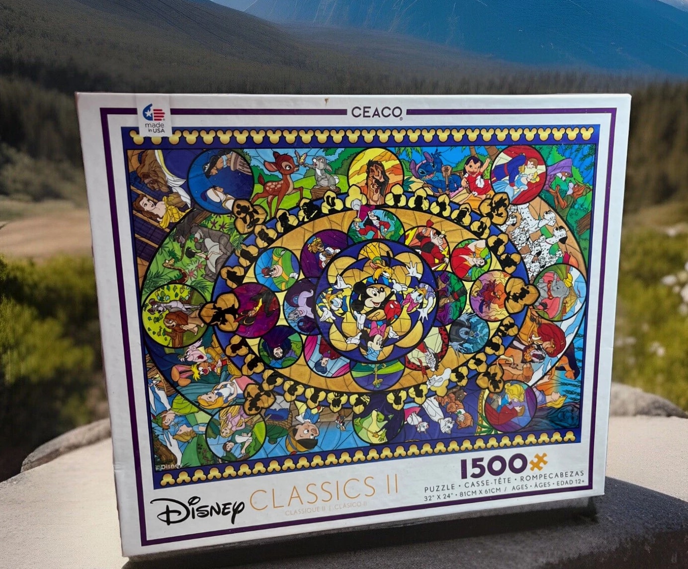 2019 Disney Stained Glass Classics II Ceaco 1500 Piece Jigsaw Puzzle 32” x 24”