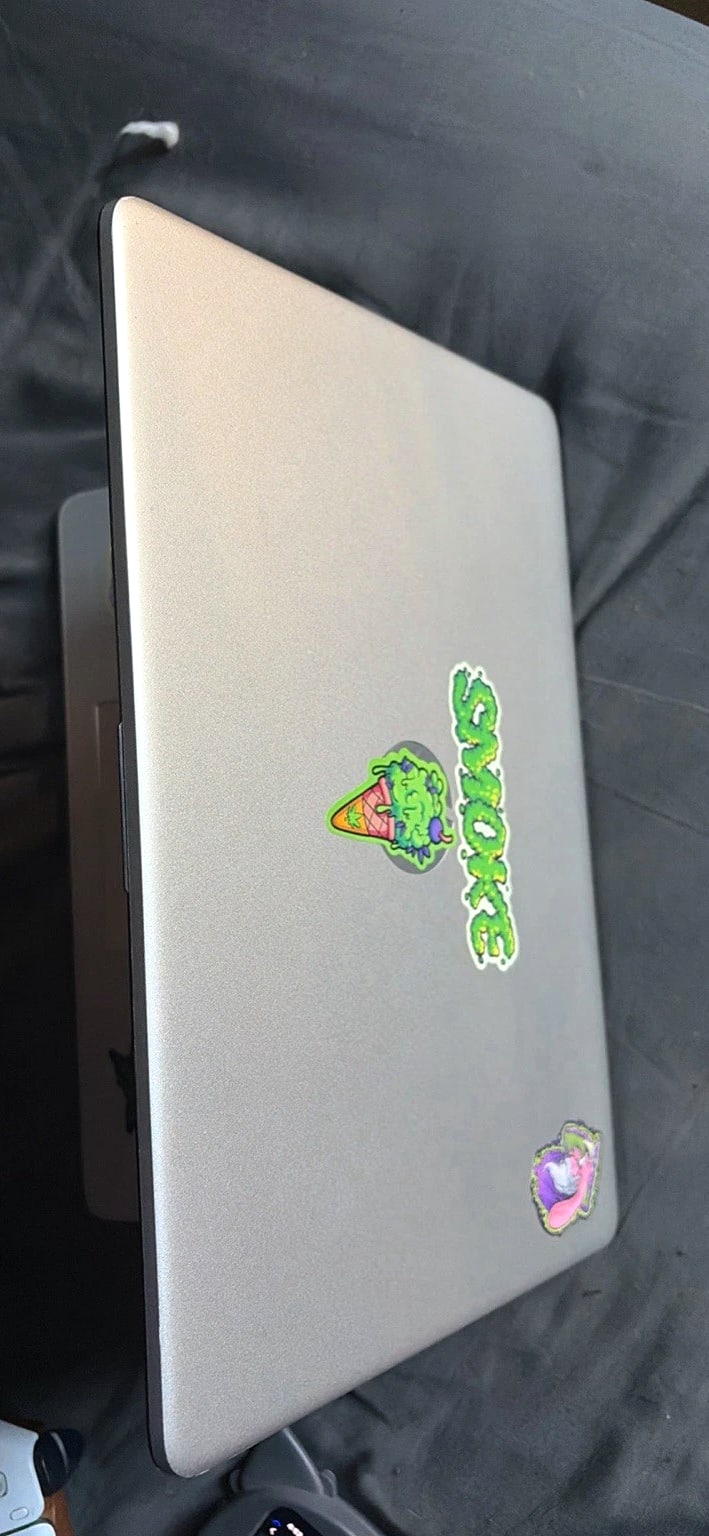HP Silver Laptop Notebook with Charger and Stickers