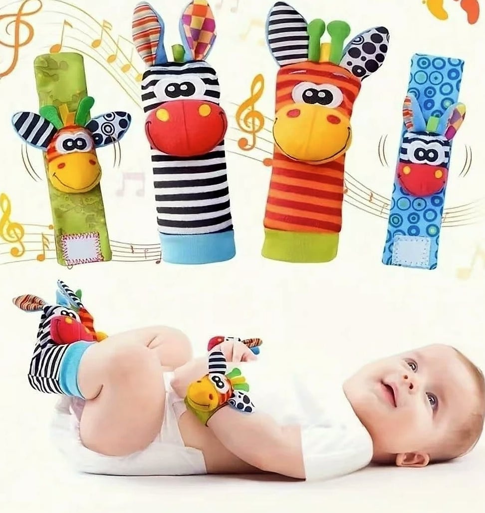 4-Piece Baby Rattle Sock Toys for Infants and Toddlers