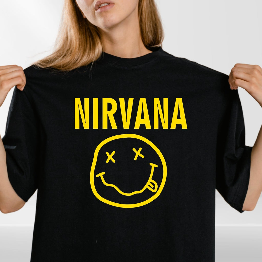Nirvana Seahorse and Logo Mono Premium Carbon Official T-Shirt Mens
