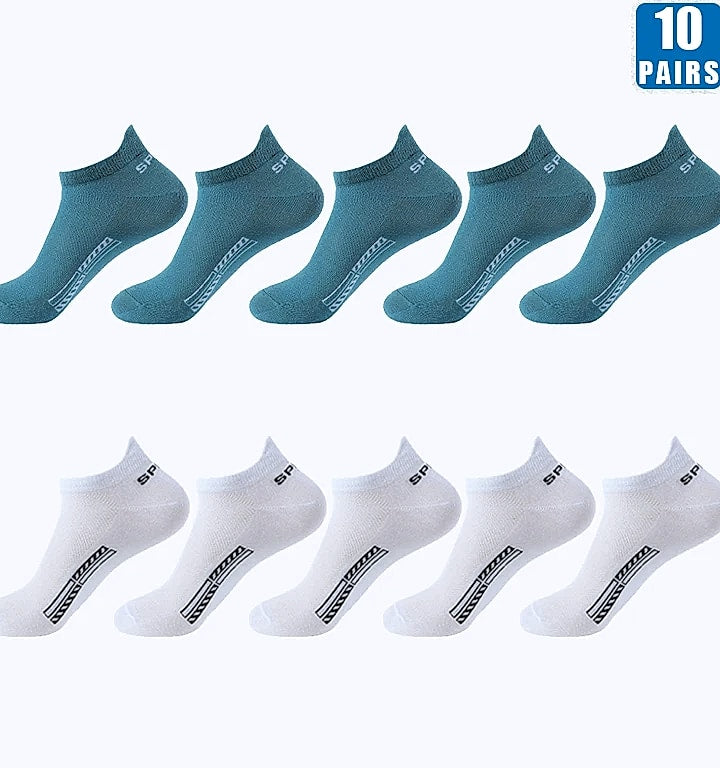 Men's Breathable Mesh Cotton Socks 10 Pairs Short Tube
