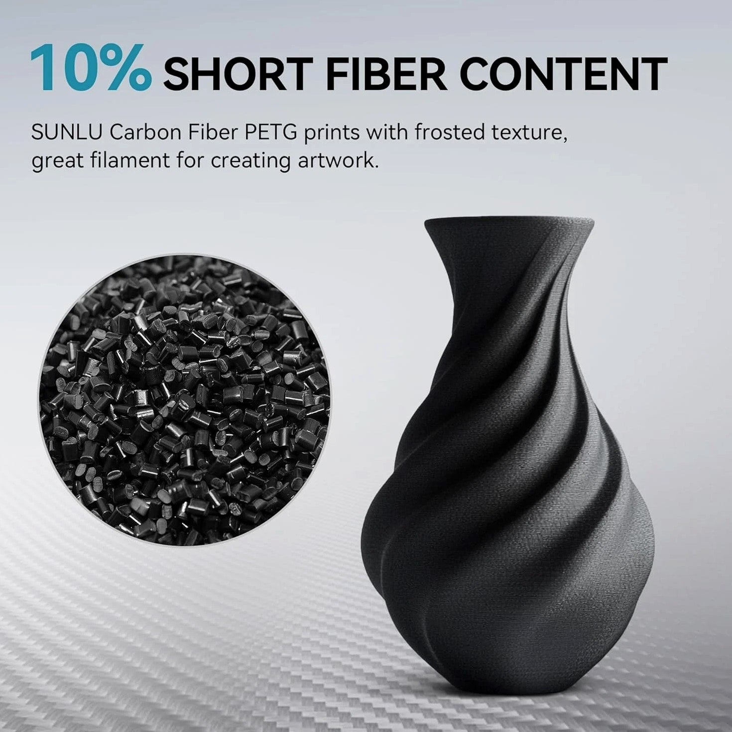 SUNLU Carbon Fiber PETG 3D Printer Filament 1.75mm PETG-CF 1KG, 10% short fiber