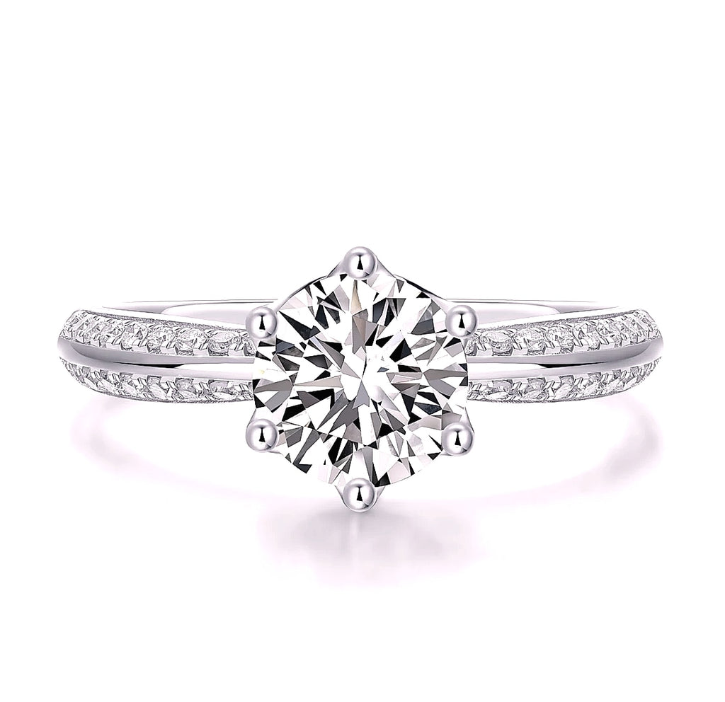 Moissanite Solitaire Ring 925 Sterling Silver 18K Gold