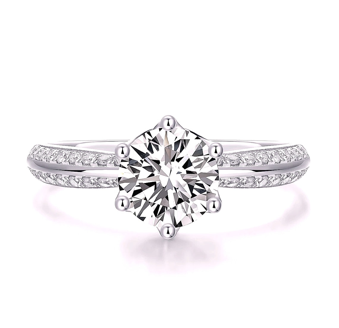 Moissanite Solitaire Ring 925 Sterling Silver 18K Gold