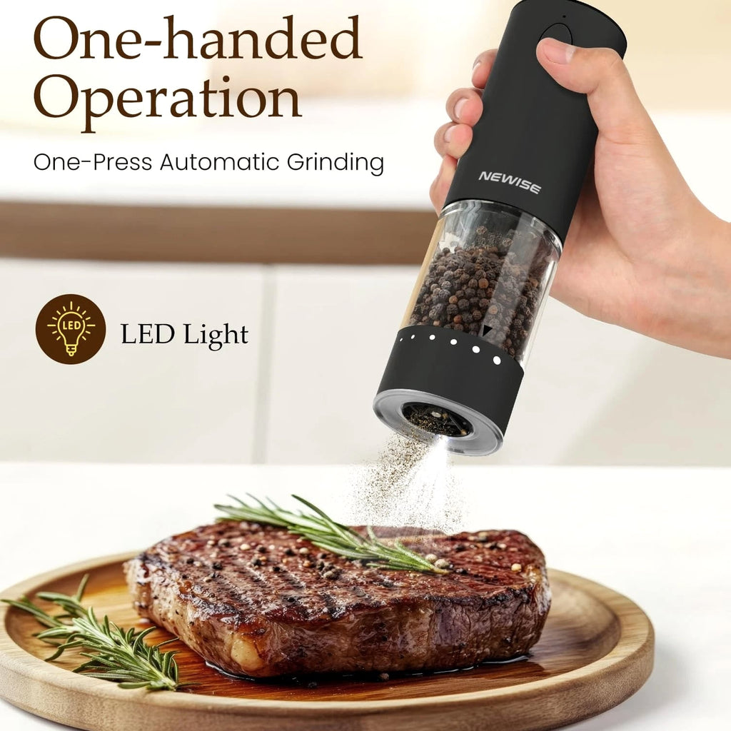 Electric Salt and Pepper Grinder Set, Adjustable Coarseness & LED Light, Rech...
