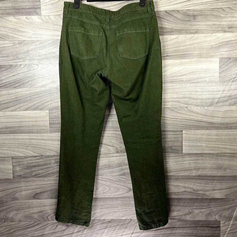 Pilcro & The Letterpress Women's Straight Leg Jeans Green Pockets Medium Wash Size 27