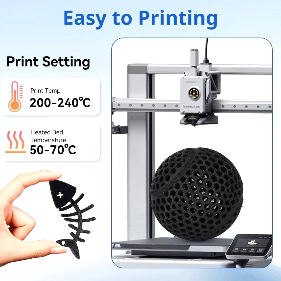 TPU Filament 1.75mm 0.3KG (Not 1kg) - Flexible 95A Soft 3D Printer Material