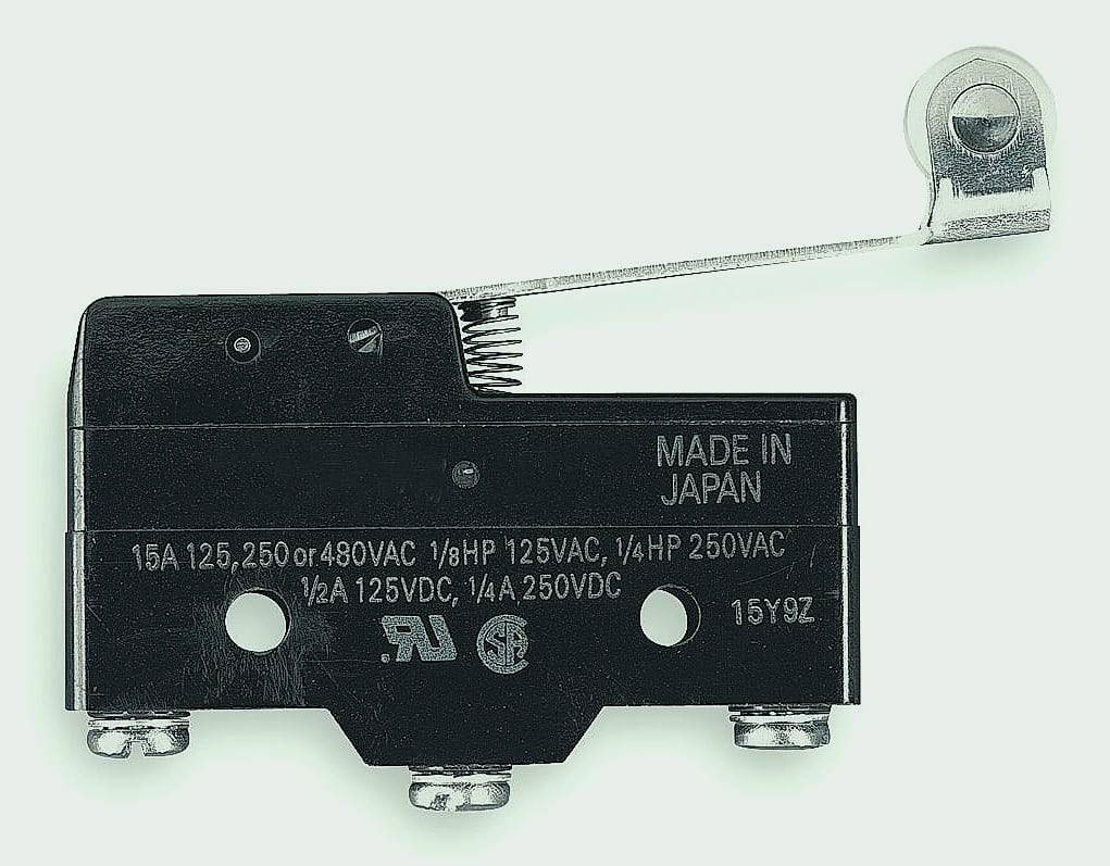 OMRON INDUSTRIAL AUTOMATION Z-15GW2-B7-K MICRO SWITCH, ROLLER LEVER, SPDT 15A 250V