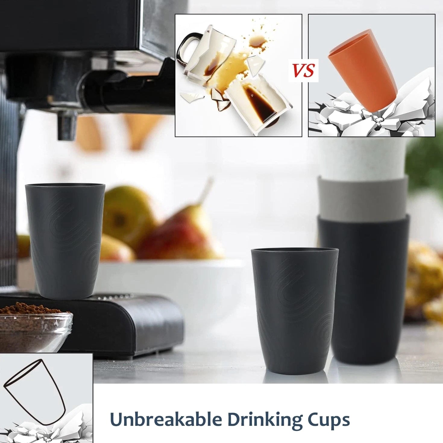 Drinking Glasses 16oz Wheat Straw Cups-Stackable and Reusable Cups, Alternati...