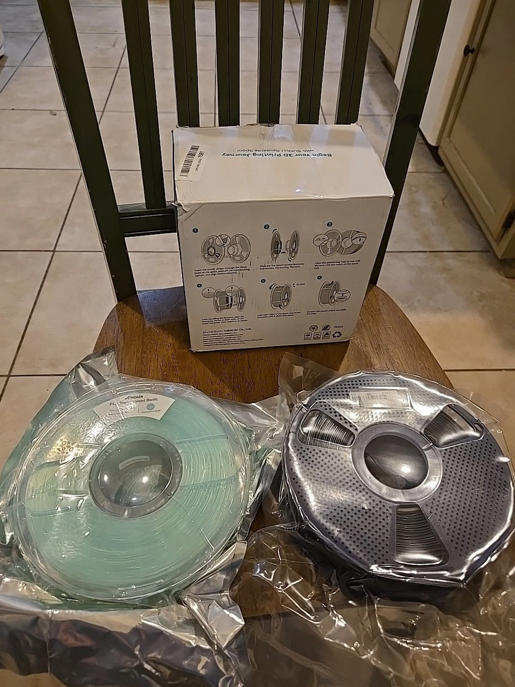 Sunlu 3D Printing Filament PETG Black 1.75mm, Trans Green Spool Refill - Sealed