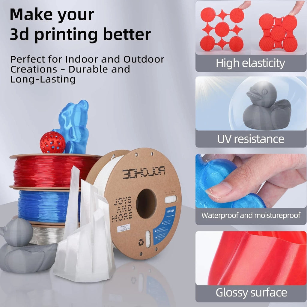 TPU Filament 1.75mm TUP95A 3D Printer Flexible Soft Filament 1kg ...