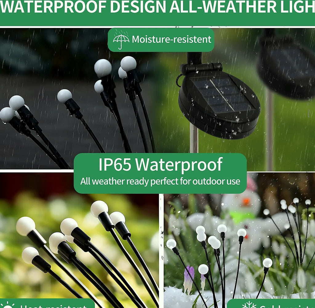 8-Head Solar Firefly Stake Lights, Outdoor Garden Decoration