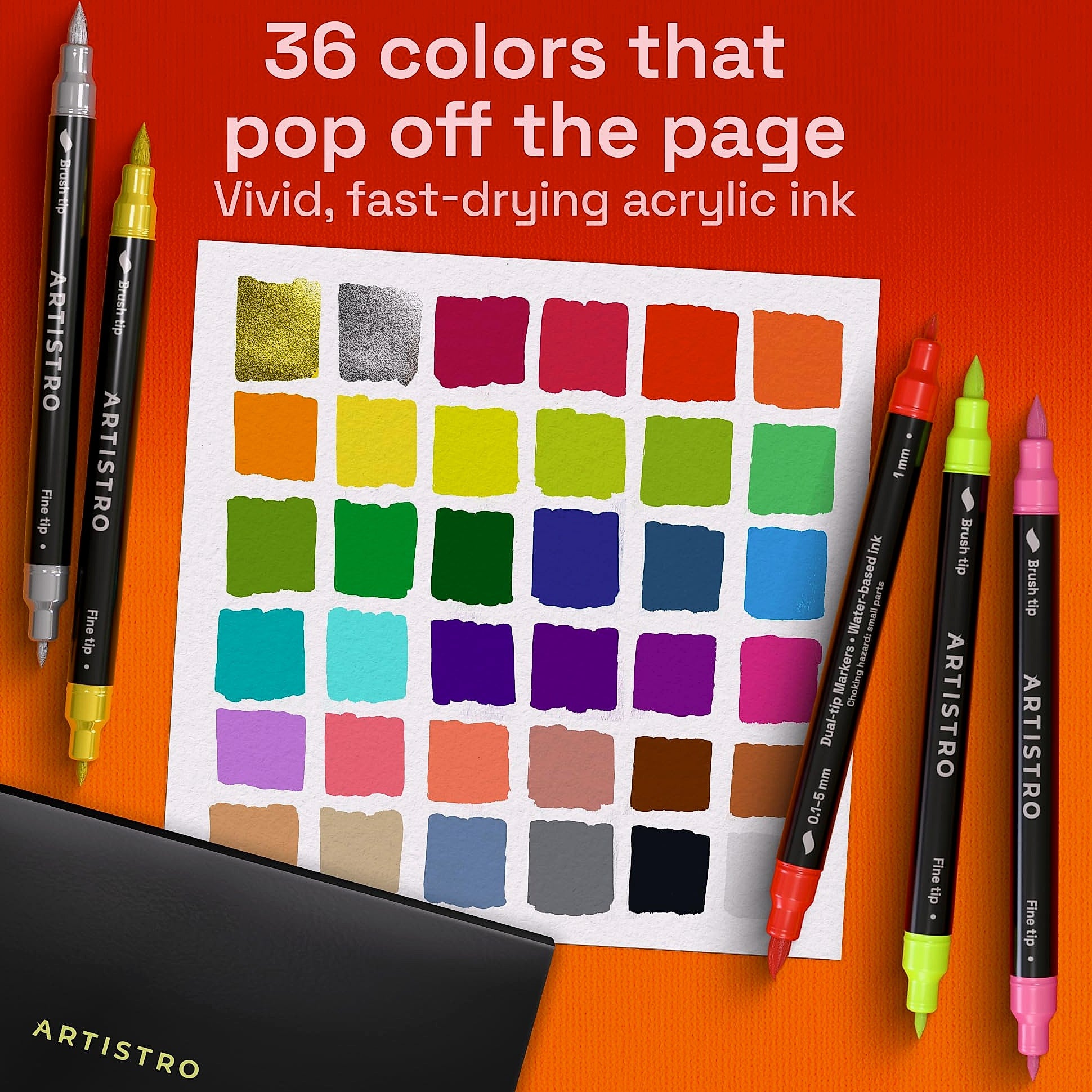 ARTISTRO 36 Acrylic Paint Markers with Dual Tips
