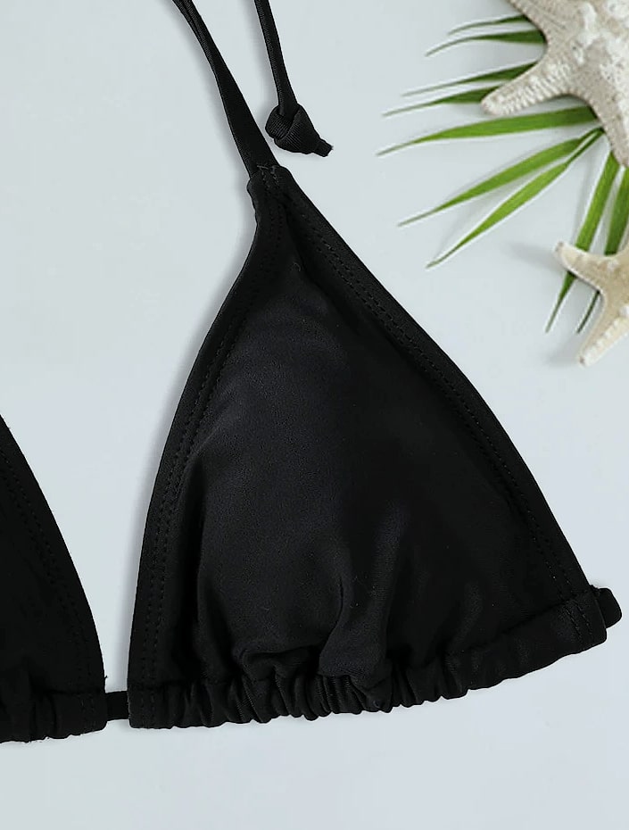 2-Piece Triangle Bikini Swimsuit Set with String Detail