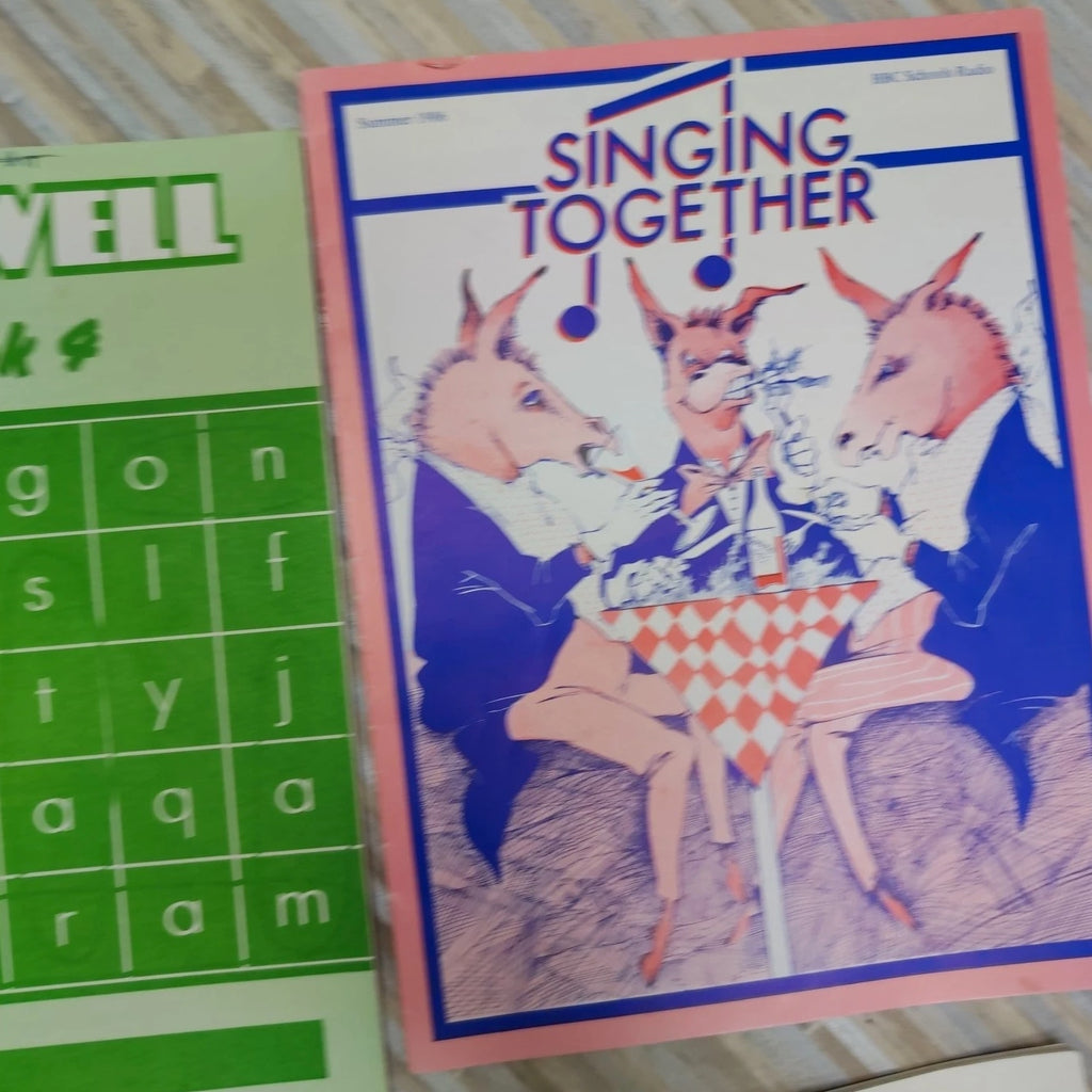 4 Pcs Vintage Textbooks Workbook Pamphlets 1980s Highway Code Spelling Singing