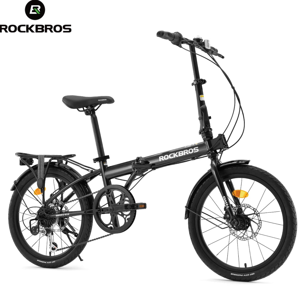 ROCKBROS SKN 20"Folding City Bike Steel Frame Shimano 7-Speed Disc Brakes Black
