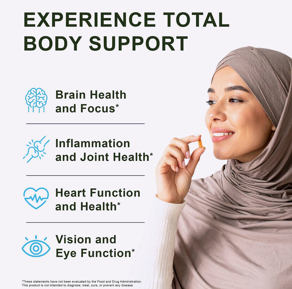 Noor Vitamins Halal Fish Oil Omega 3 Supplement, 800mg EPA