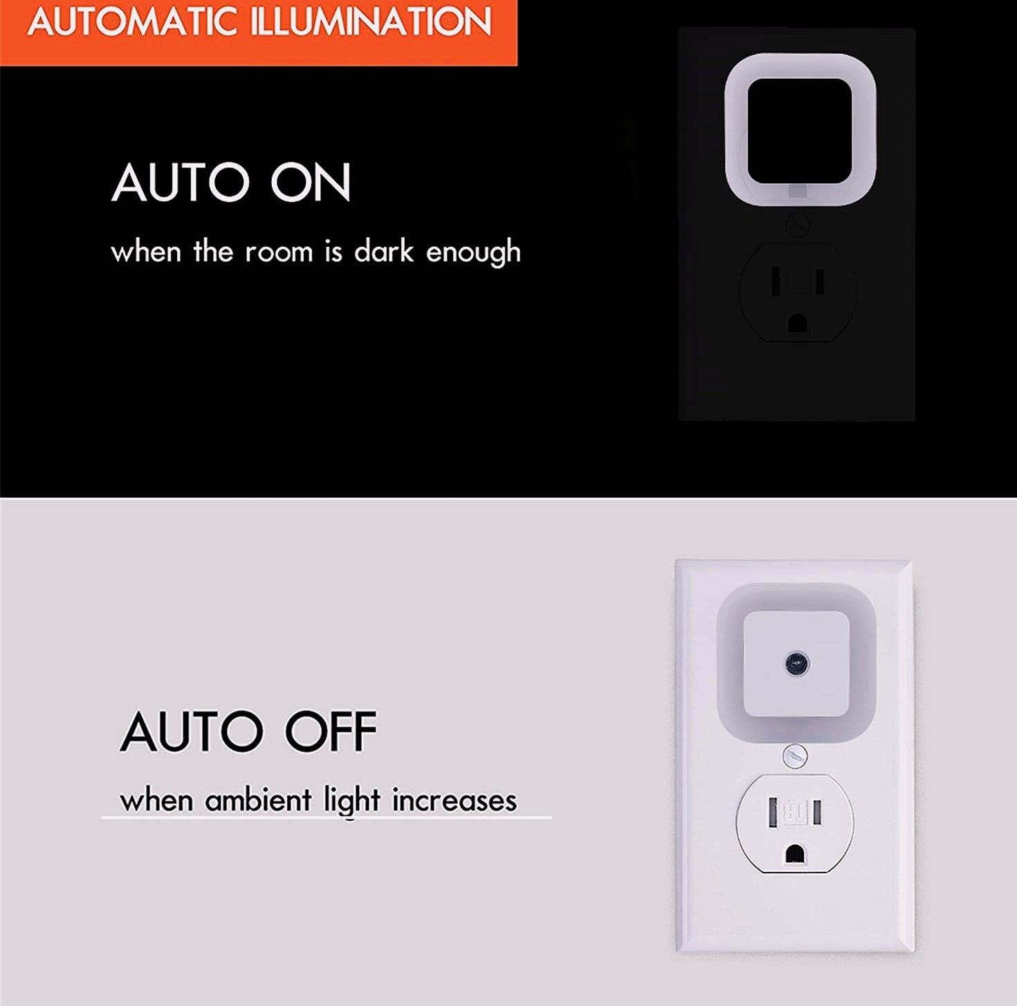 Uigos LED Night Light with Dusk to Dawn Sensor, 6-Pack