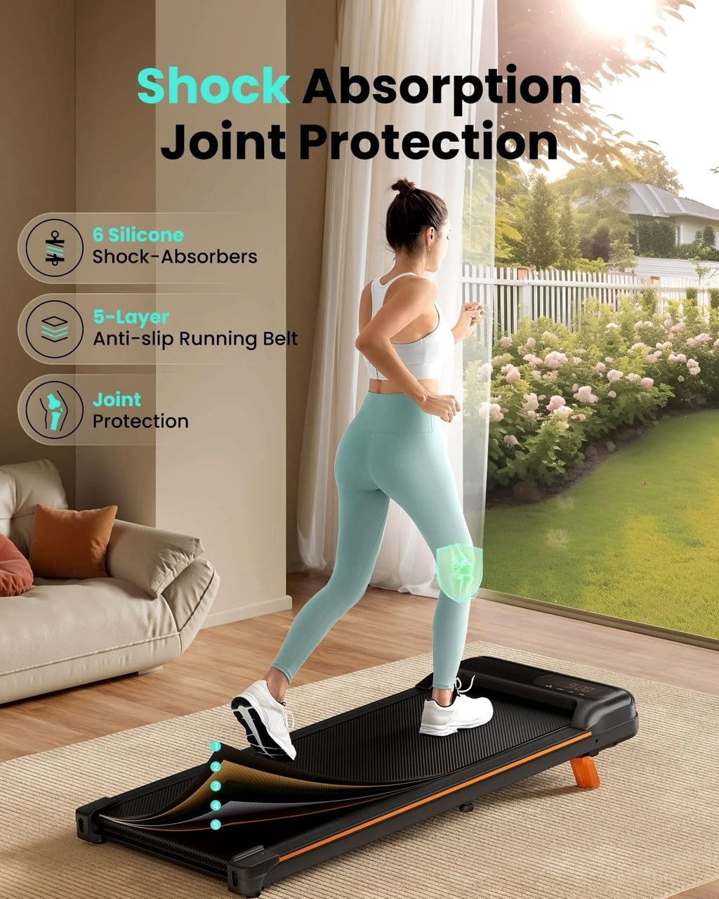 Abonow Portable Walking Pad Treadmill, Under Desk Incline, Home Office 0.5-4.0MP